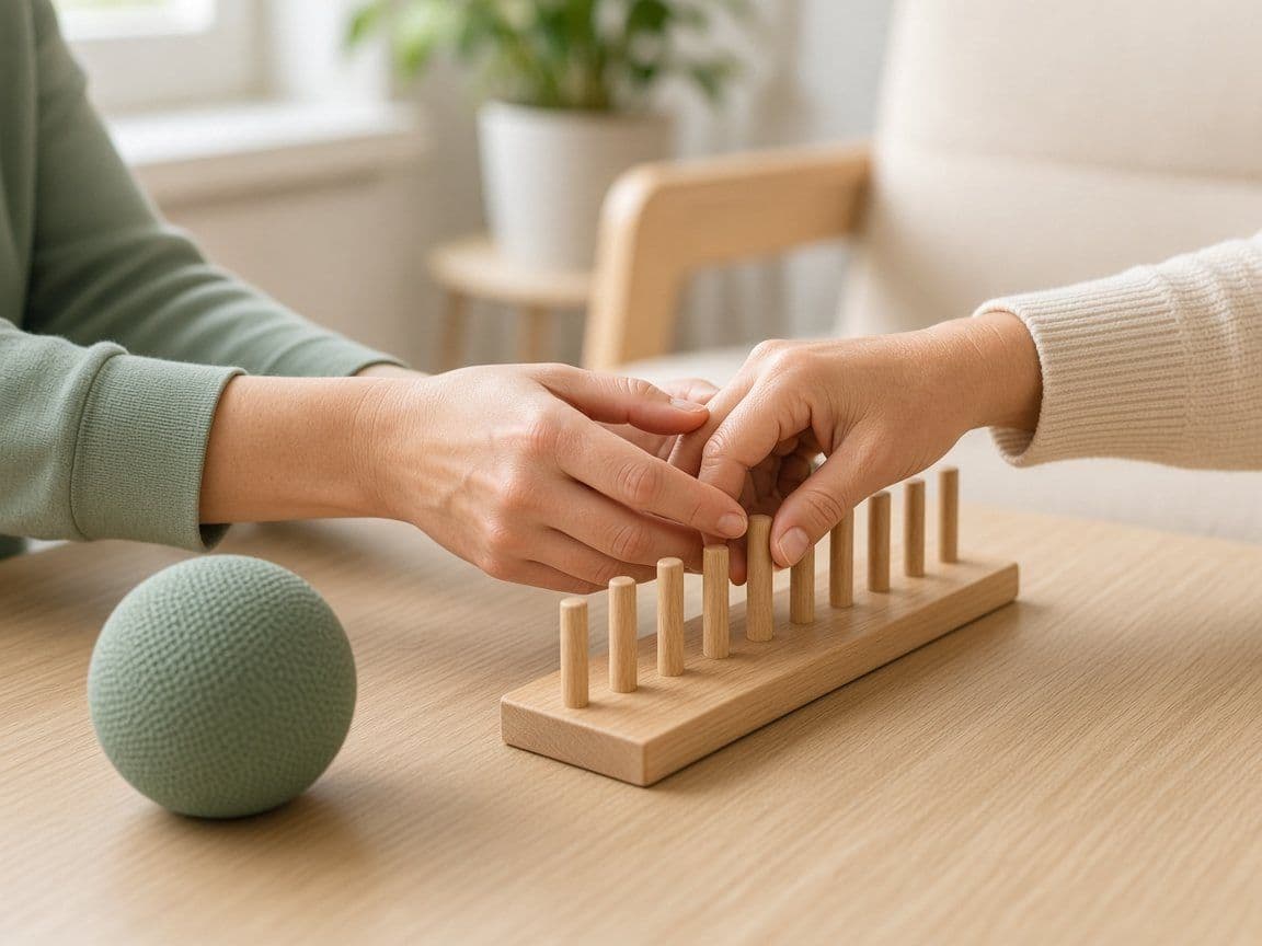Ergotherapeutin bei der Arbeit mit einem Patienten